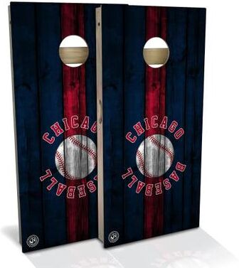 Skip's Garage Chicago C Baseball Outdoor Cornhole Board Set