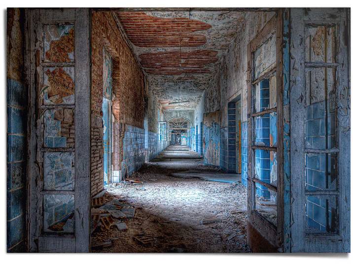 Poster REINDERS Vergessene Orte , blau (farbe bild(er): blau), B:140cm H:100cm T:0,1cm, Papier, Bilder, Poster