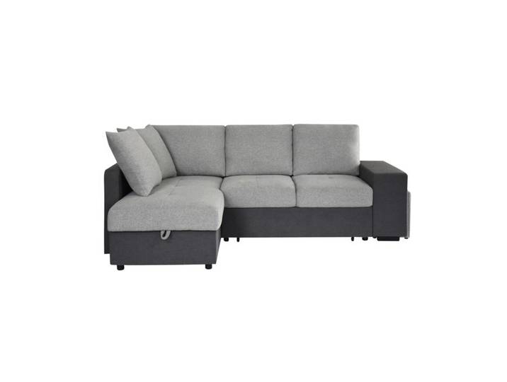Canapé d'angle convertible gauche EVERY tissu gris foncé et gris clair
