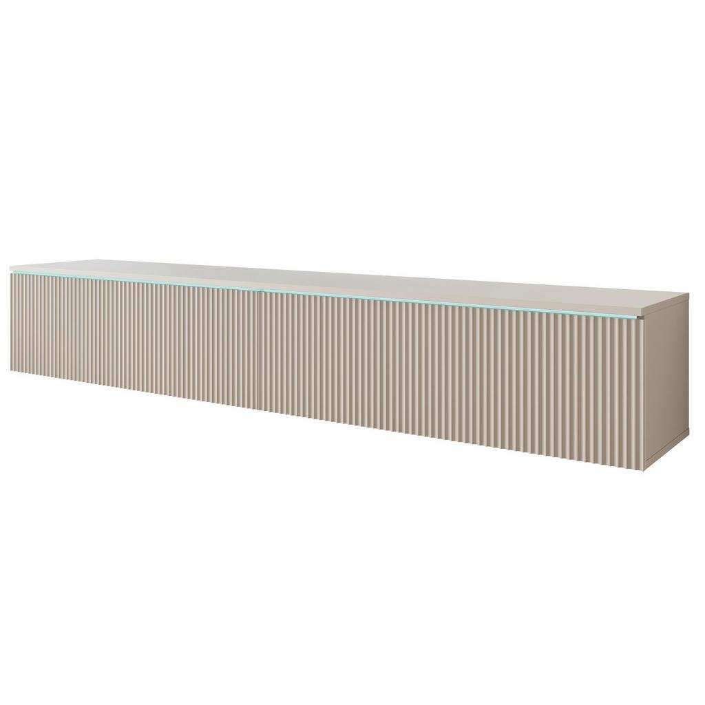 P & B Lowboard , Beige, Kaschmir , Kunststoff , kaltweiss , 180x30x33 cm , stehend, hängend, Beleuchtung , Wohnzimmer, TV Möbel, Lowboards, Lowboards stehend