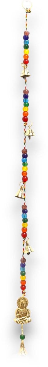 Ancient Wisdom Decoratief beeld Klokkenspel Boeddha van messing met chakra-kralen en belletjes