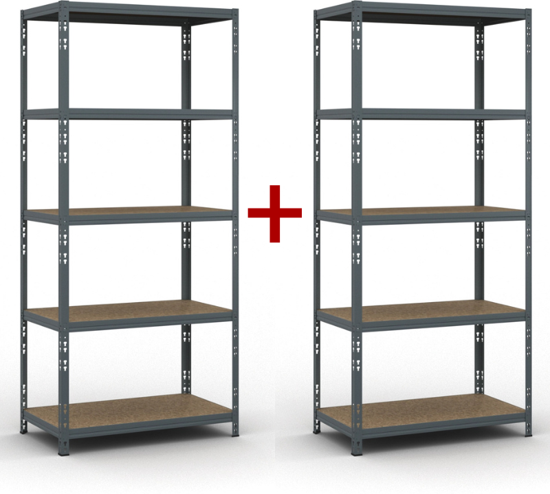 B2B Partner Fachbodenregal 1+1 GRATIS, 1954x900x500 mm, Traglast 175 kg