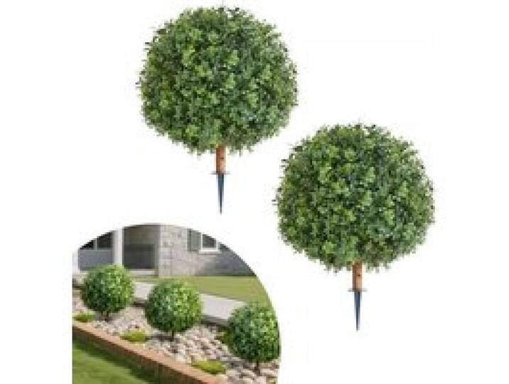 VEVOR Künstliche Formschnitt-Buchsbäume mit Erdspieß, 2er-Set 559 mm Kunstpflanze, Dekopflanze, für Dekoration, Veranda, Außen- & Innenbereich, Terrasse, Garten, Balkon, Hinterhof