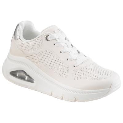 Sneaker SKECHERS "UNO ICON", Damen, Gr. 40, weiß, Leder, Schuhe Sneaker, Schnürschuh, Freizeitschuh in bequemer Form