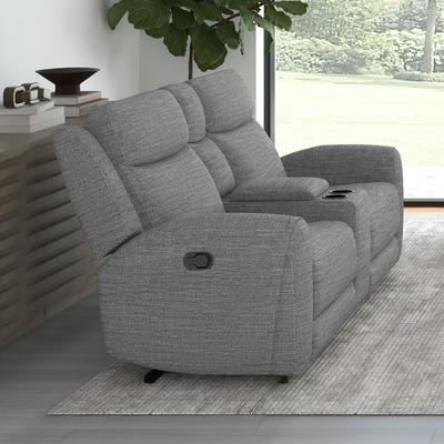 Furniture of America Ankrut Modern Grey Manual Recliner Loveseat with Console and Cup Holders