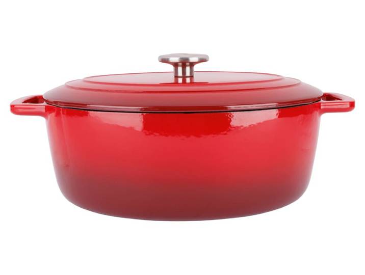 Cocotte ovale en Fonte, rouge, 31x24xh12 cm