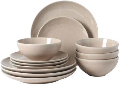 Gibson Castle Peak 12-Piece Reactive Glaze Stoneware Dinnerware Set, Dinner Plates, Salad Plates & Cereal Bowls