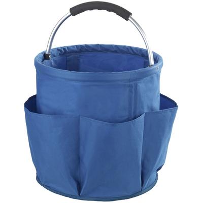 Organizer MAXIMEX "Universal-Reinigungs-Caddy Modell HERKULES", blau, H:35cm Ø:35cm, Aluminium, Polyester, Aufbewahrungsboxen, großes Hauptfach für Reinigungsmittel, 5 Außentaschen, faltbar, 34 l