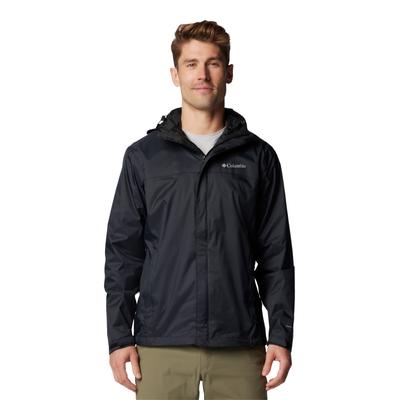 Regenjacke COLUMBIA "WATERTIGHT II JACKET", Herren, Gr. L, schwarz, Web, Obermaterial: 100% Nylon, hoch geschlossener Ausschnitt, eingesetzt eingefasste Kante mit Klettverschluss, Jacken Regenjacke, Wasserdichte und atmungsaktive Omni-Tech-Technologie