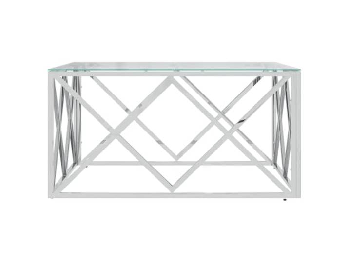 KTHLBRH Couchtisch 80 x 80 x 40 cm Edelstahl Silber 6 mm gehärtetes Glas, glatte Oberfläche, leicht zu reinigen, Couchtisch oder Couchtisch, Montage erforderlich