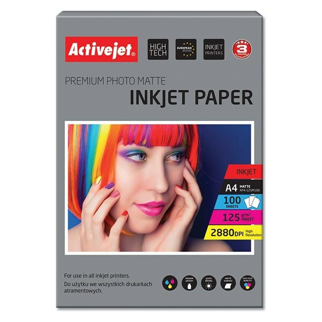Activejet AP4-125M100 Fotopapier Matte (125 g/m², A4, 100 Stk.) (AP4-125M100)