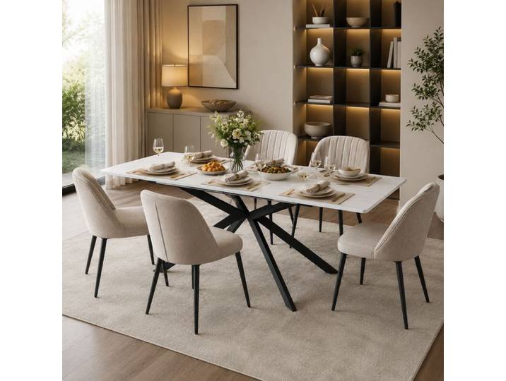Table à manger extensible table à manger rabattable automatique table rectangulaire table de lecture et de café 150x180x76 cm