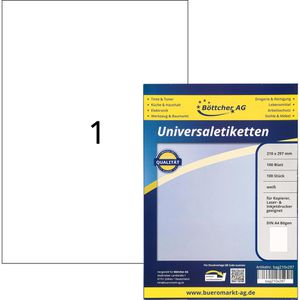 Böttcher-AG Universaletiketten weiß, 210 x 297mm, 100 Blatt, 100 Stück