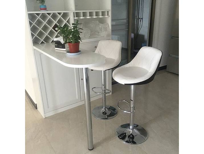 Tabouret de Bar - ERROLVES - Réglable - Lot de 2 - Cuir PU - Pivotant 360° - Blanc et Noir