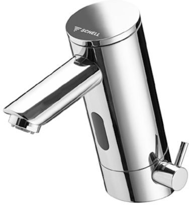 Schell Puris e Elektronische-Waschtisch-Armatur 012110699 verchromt, Netzbetrieb, für Mischwasser, Auslauf 140mm