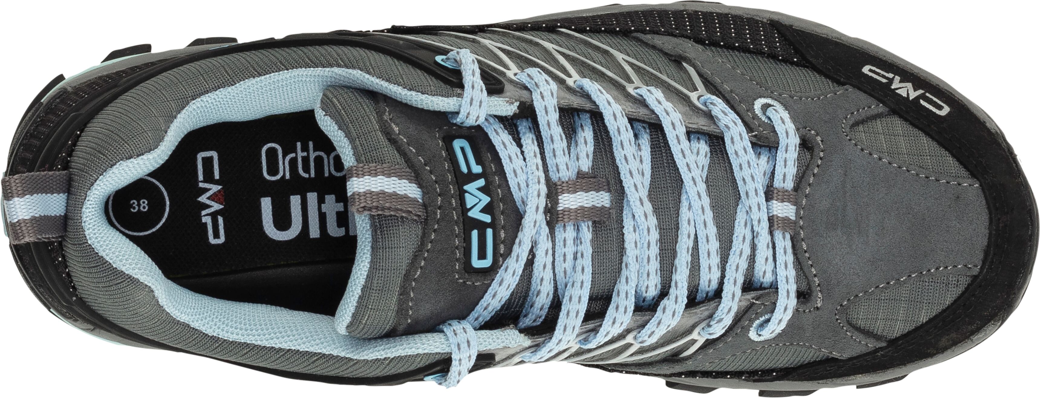 Wanderschuh CMP "RIGEL LOW WMN WP TREKKING SHOES", Damen, Gr. 36, Synthetik, grau (graffite, azzurro), Leder, Textil, Schuhe Wanderschuh, wasserdicht graffite, azzurro 36, Synthetik