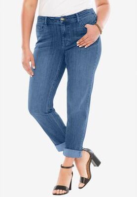 Plus Size Women's Plus Size 24/7 Boyfriend Jean by Denim 24/7 by Roamans in Medium Stonewash (Size 32 W)