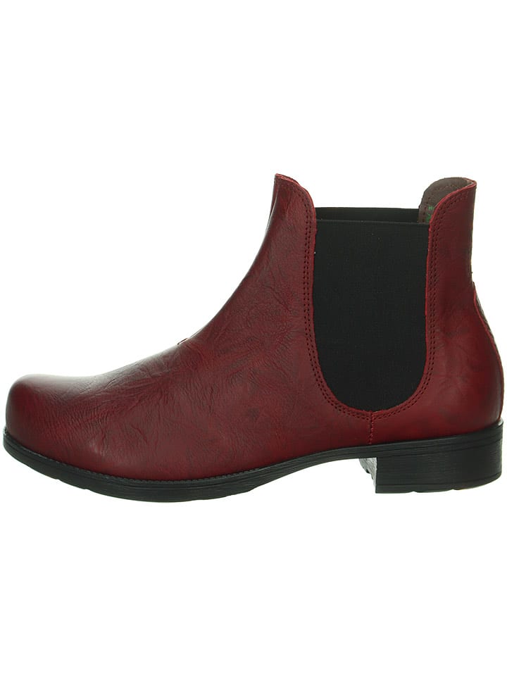 Think! Leder-Chelsea-Boots in Rot - 38,5
