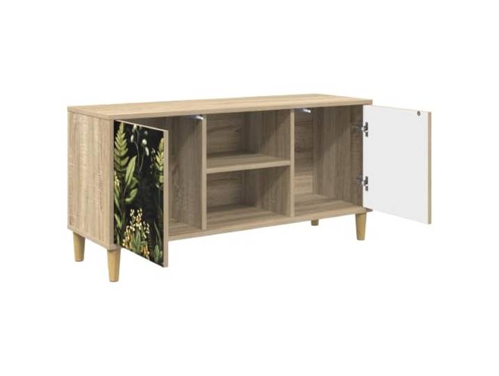 PUGYNBK TV-Möbel RHENEN 102 x 33 x 50 cm Sonoma Robustes Holz, geräumige Fächer, erhöhte Beine, dekoratives Wohnzimmerdesign