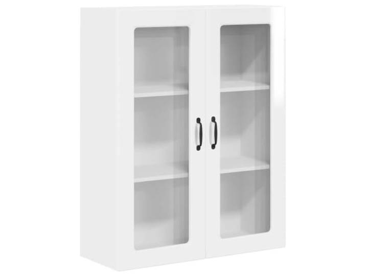 GPWERSDF Wandglas-Schrank Porto Hochglanz Weiß 80 x 31 x 100 cm Robuster Holzwerkstoff, Wandmontage, viel Stauraum, pflegeleichte Oberfläche, für moderne Küchen