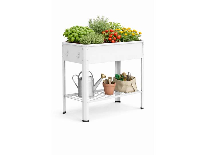 Hochbeet, Weiss, Metall, 44 l, 80x80x35 cm, Gartenzubehör, Hochbeet