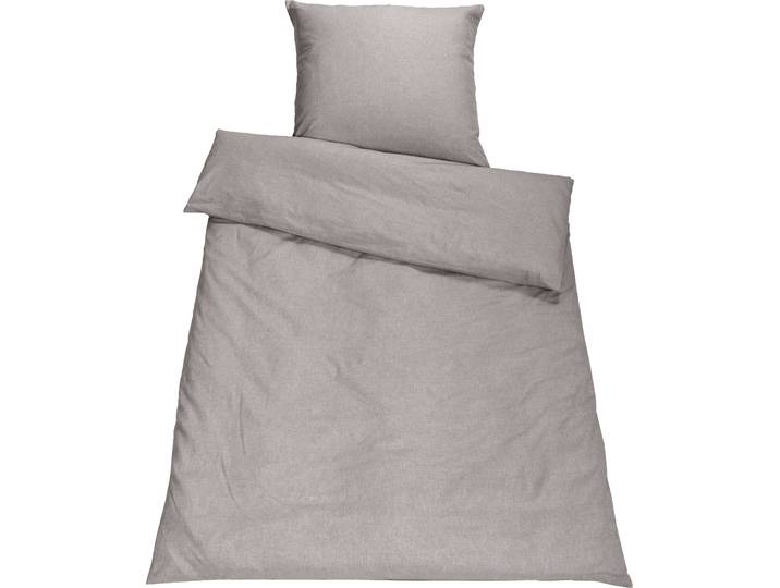 Bettwäsche SETEX Chambray , grau (kieselgrau), B/L: 135cm x 200cm, 1 Stk., 1 Stk., Chambray, B/L: 80cm x 80cm, 2 Stk., Chambray, Obermaterial: 90% Baumwolle, 10% Polyester, Bettwäsche, Bettwäsche, in diversen Uni-Tönen
