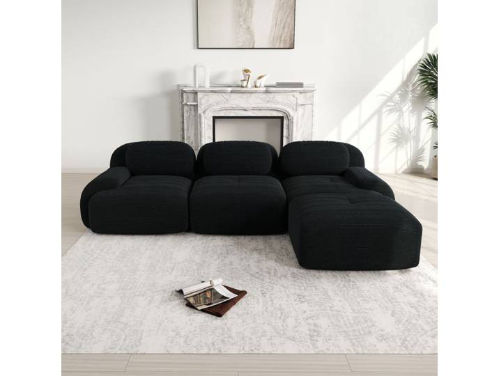 Canapé - Canapé modulable - Velours côtelé - d'angle 298x178 cm - Livraison sans montage