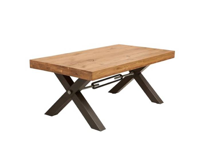 invicta INTERIOR Massiver Couchtisch Thor 110cm Wild Eiche geölt im Industrial Design Wohnzimmertisch Holztisch Tisch