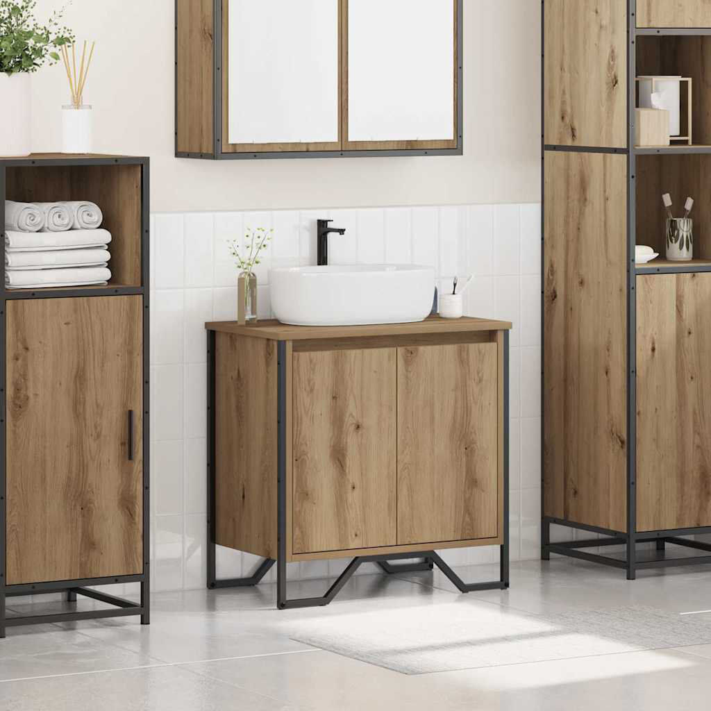 Lily Manor Sink Cabinet With Door 60 X 35 X 60 Cm Engineered Wood Artisan Oak 35mm W