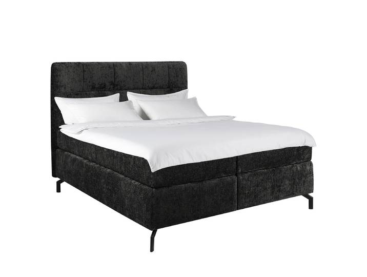 Boxspringbett Plumas 160 x 200cm Chenille Ova Schwarz H3