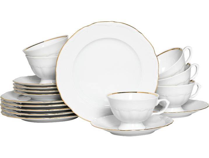 Kaffeeservice CREATABLE Maria Theresia, KaffeeService 18-tlg , gold (weiß, goldfarben), 18 Stk., Porzellan, Geschirr-Sets, Kaffeeservice, Traditionelle Porzellanform