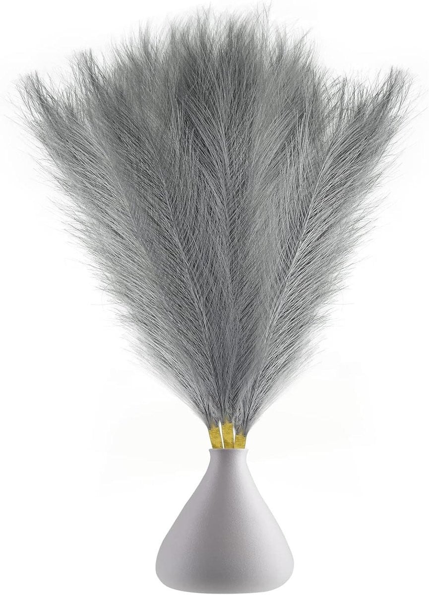 Grijs Nep Pampas Kunstgras Stengels voor Woonkamer Decoratie - 45 cm