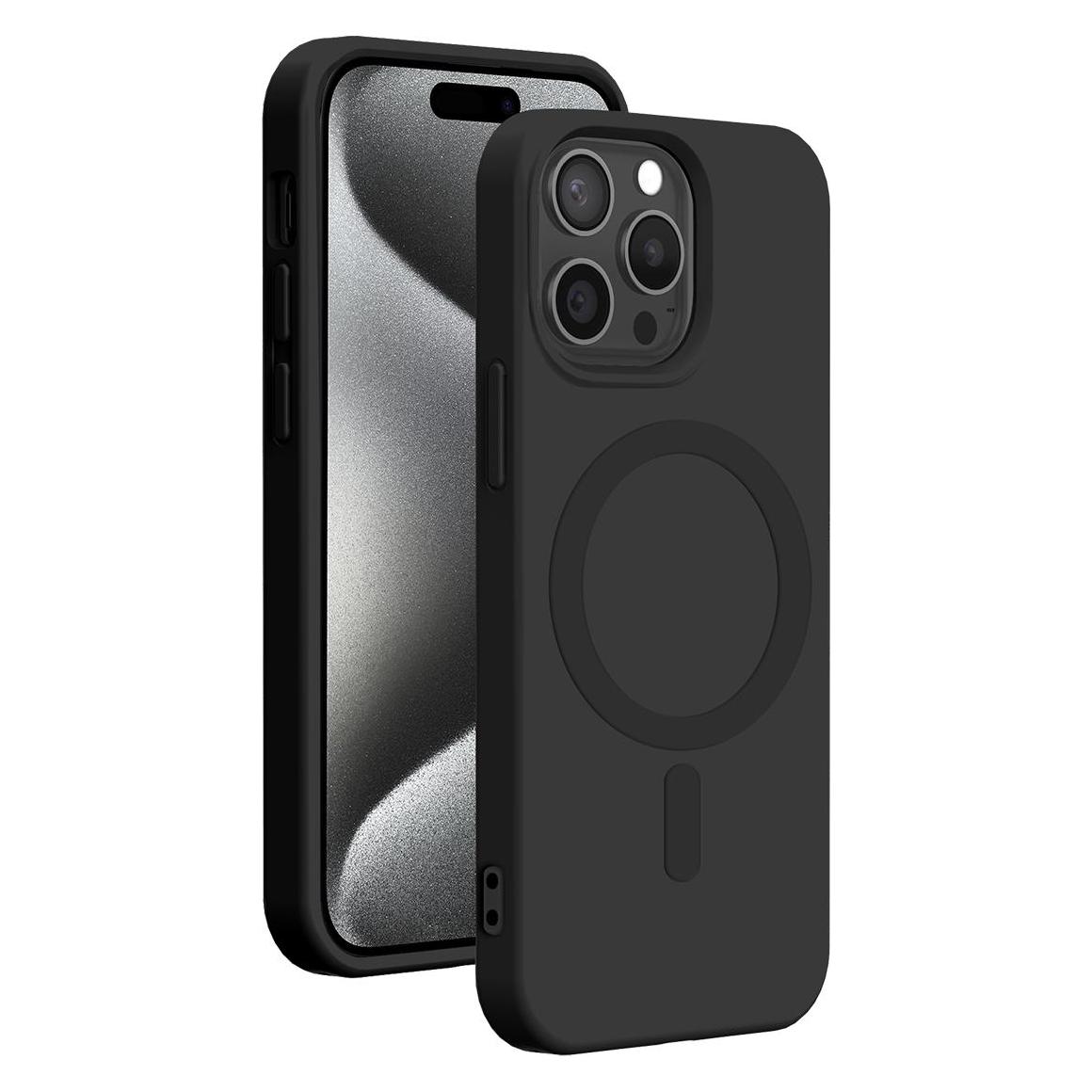 Bigben Soft Case mit MagSafe Handy-Cover für Apple iPhone 15 Pro schwarz (Apple iPhone 15 Pro) (COVMAGIP15PB)