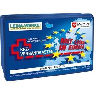 Leina-Werke Verbandskasten KFZ Euro, DIN 13164, für Auto, aus Kunststoff, blau