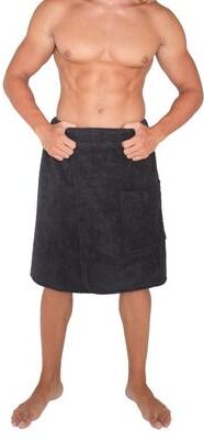 Arus Men's Adjustable Hook and Loop Closure Turkish Terry Cotton Bath Wrap