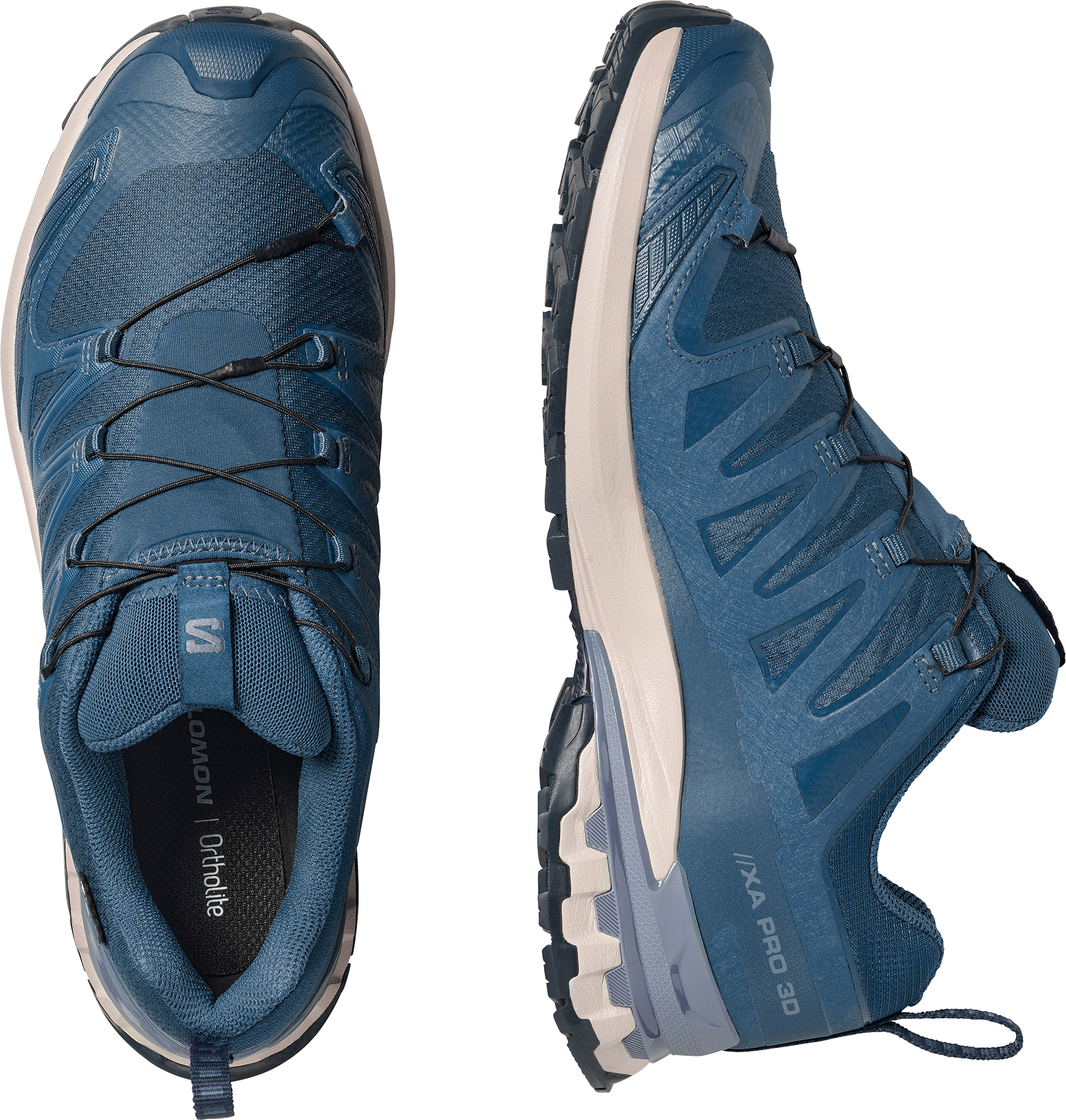 Trailrunningschuh SALOMON "XA PRO 3D V9 GORE-TEX", Herren, Gr. 43, blau (spellbound, grisaille, maritime blau), Synthetik, Textil, Schuhe Trailrunningschuh, wasserdicht spellbound, grisaille, maritime blau 43