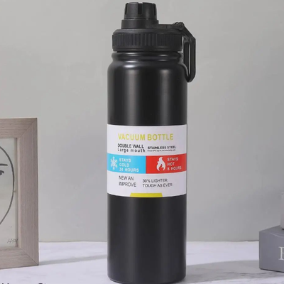 Retailers Go Premium Stainless Steel Thermos Water Bottle Double Walled Vacuum Flask For Hot & Cold Drinks Gym & Travel Essential black 1000ml