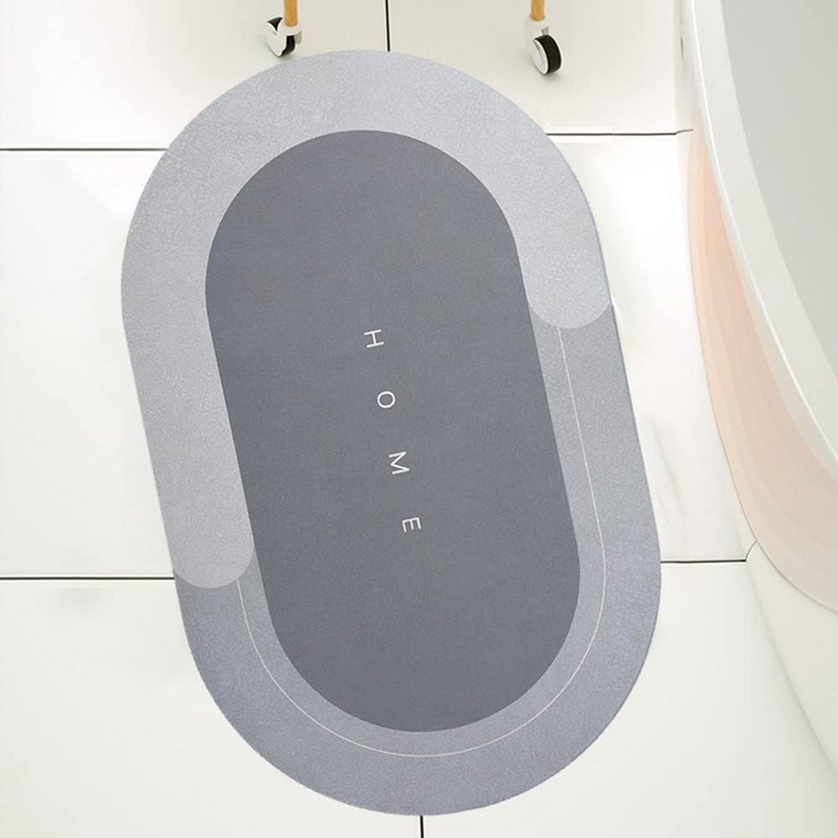 Ovale antislip badmat sneldrogend en super absorberend voor badkamer en douche