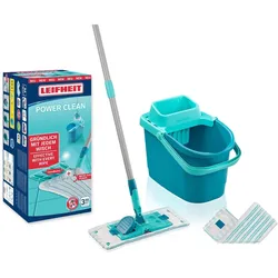 Leifheit Set POWER CLEAN M mit 2x Ersatzbezug micro duo, Reinigungsutensil, Türkis