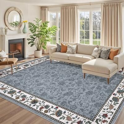Garvee Traditional Floral Bordered Area Rug