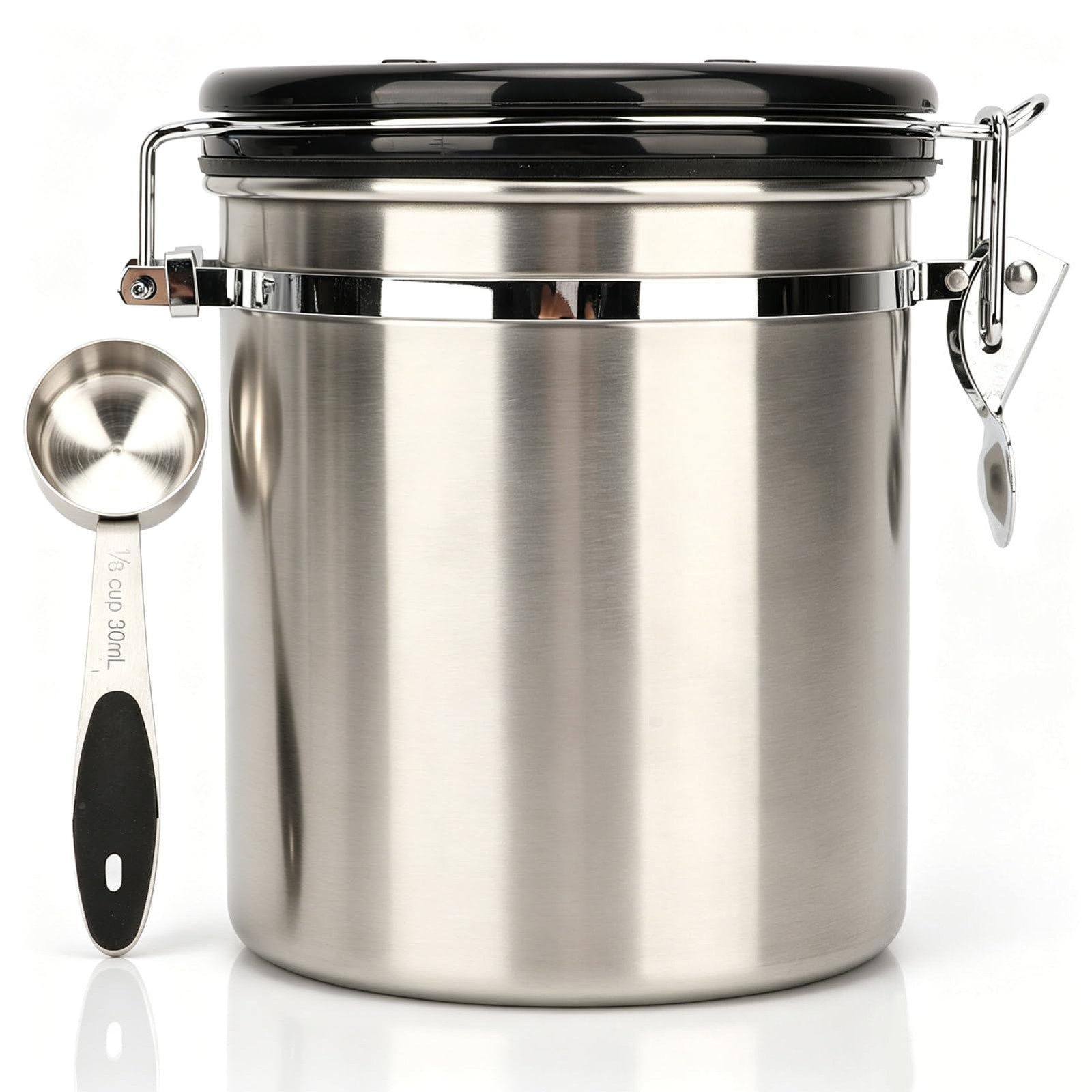 Dripio RVS-koffiecontainer, luchtdicht, 1,8 liter, met doseerlepel