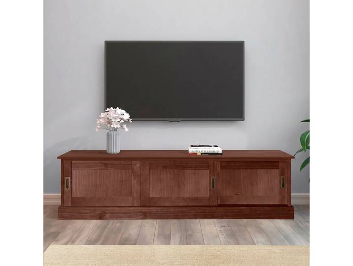 Lowboard GOODPRODUCT Schröder , braun, B:170cm H:45cm T:40cm, FSC-zertifiziertes Massivholz, Sideboards, Lowboard, Kommode mit 3 Schiebetüren, aus massivem Kiefernholz