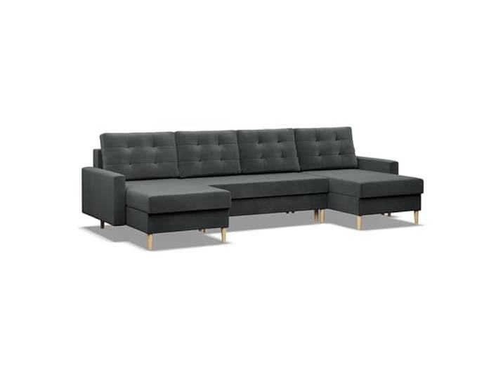Mebligo - U-Förmige Ecksofa mit Schlaffunktion und Bettkasten BLANK, Couch U Form 294x88x140 cm, Klappsofa mit Schlaffunktion, Wohnzimmer Eckcouch mit Bettfunktion - Ecksofa Dunkelgrau