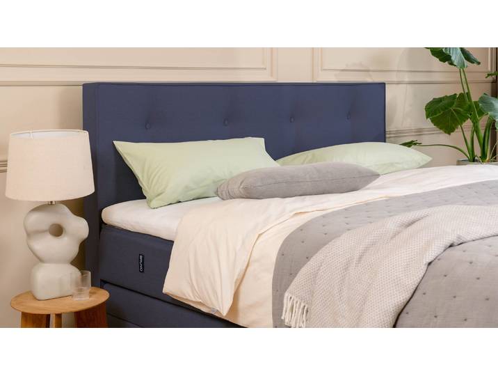 BRUNO Boxspringbett Premium mit Bettkasten 160x200cm in Blau Matratzen-Härtegrad: Links H2 / Rechts H3 extra viel Stauraum & individuell konfigurierbar