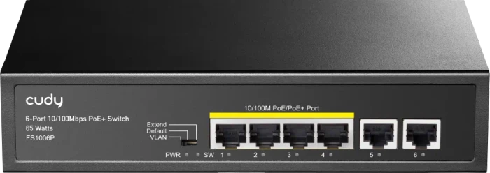 CUDY 6-Port 10/100M PoE+ Switch 60 Watt