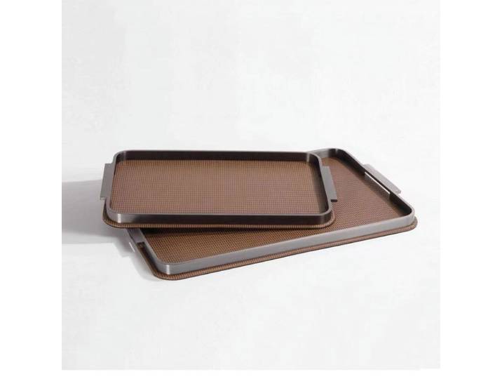 Plateau en métal et cuir, plateau de rangement de luxe moderne, plateaux de bureau décoratifs pour la maison, accessoires de décoration esthétique pour salle à manger