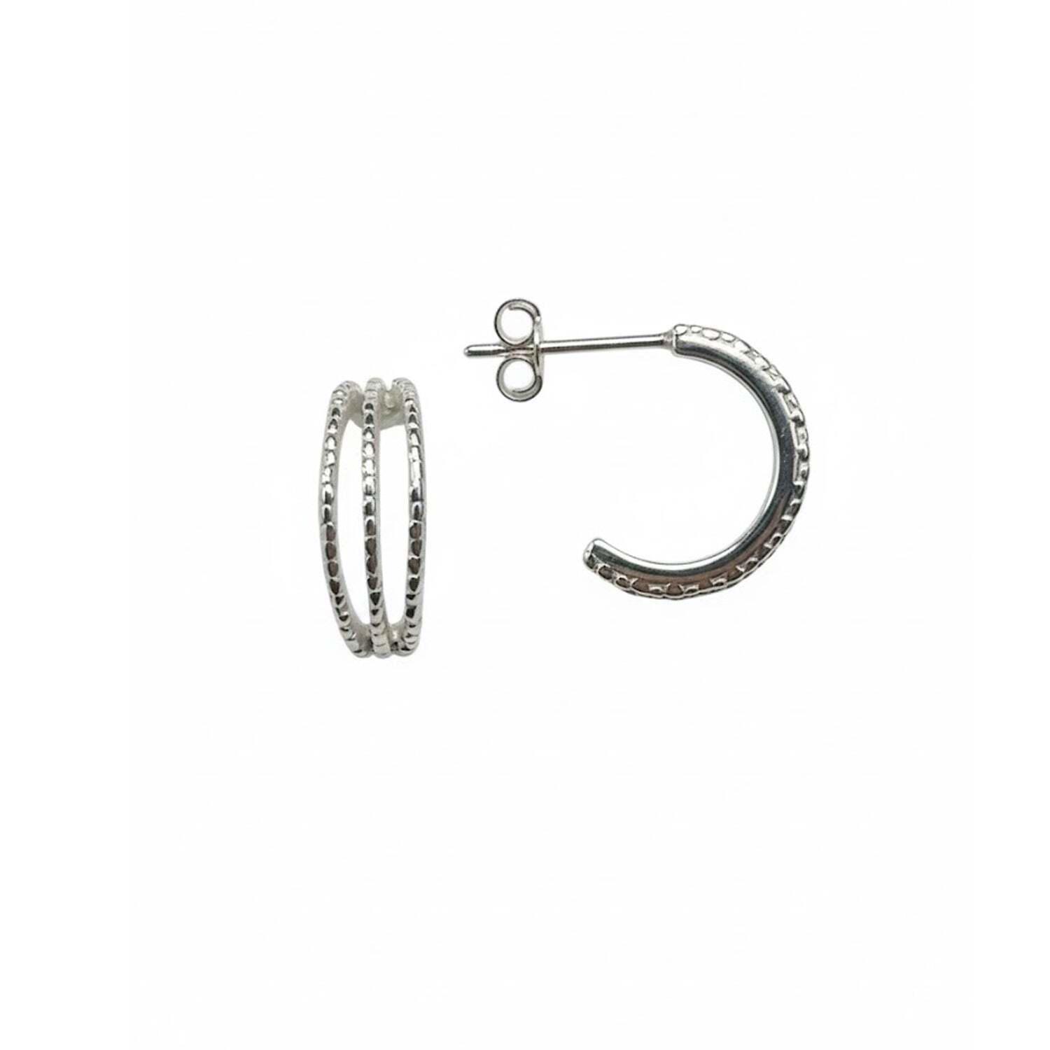 Dames Triple Hoop Oorbellen in 925 Sterling Zilver BIPE077