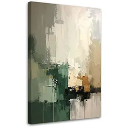 LEINWANDBILD, Moderne Abstrakt in Grün und Beige