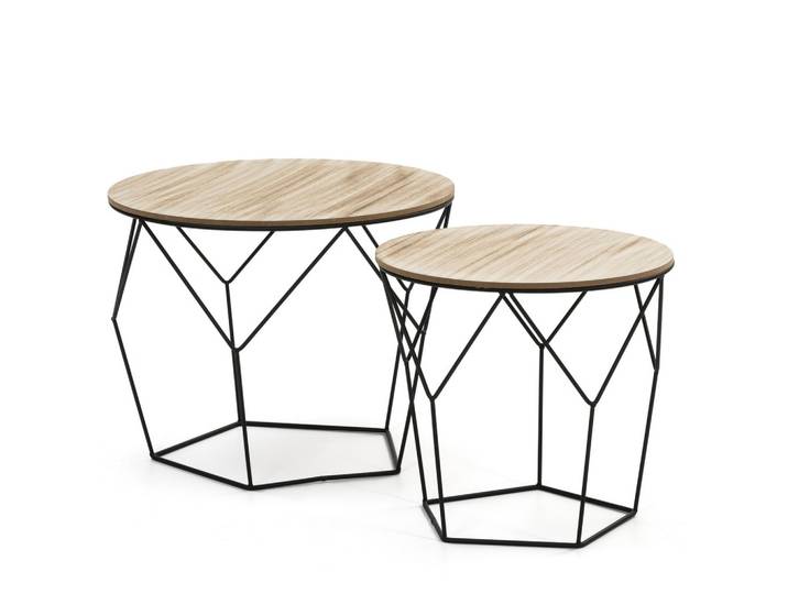 BEISTELLTISCHSET Tokio schwarzes Metall