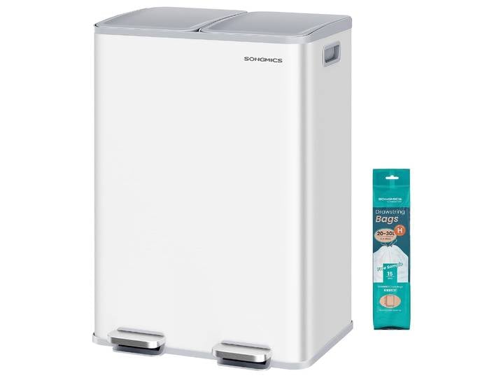 Abfalleimer 60 l 2 Fächer Treteimer Mülltrennung Weiss